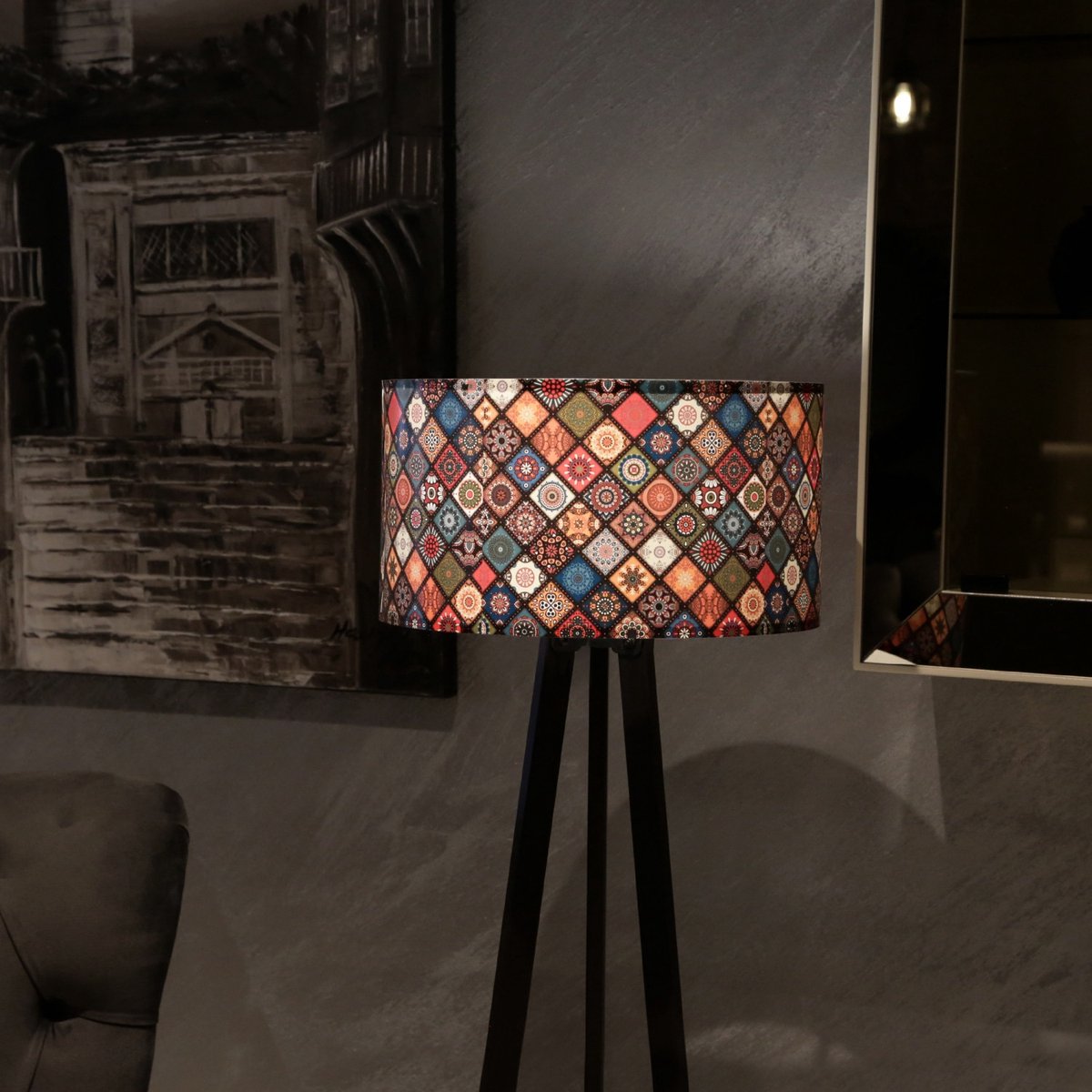 Asir - Vloerlamp - Veelkleurig - 21 x 38 x 140 cm