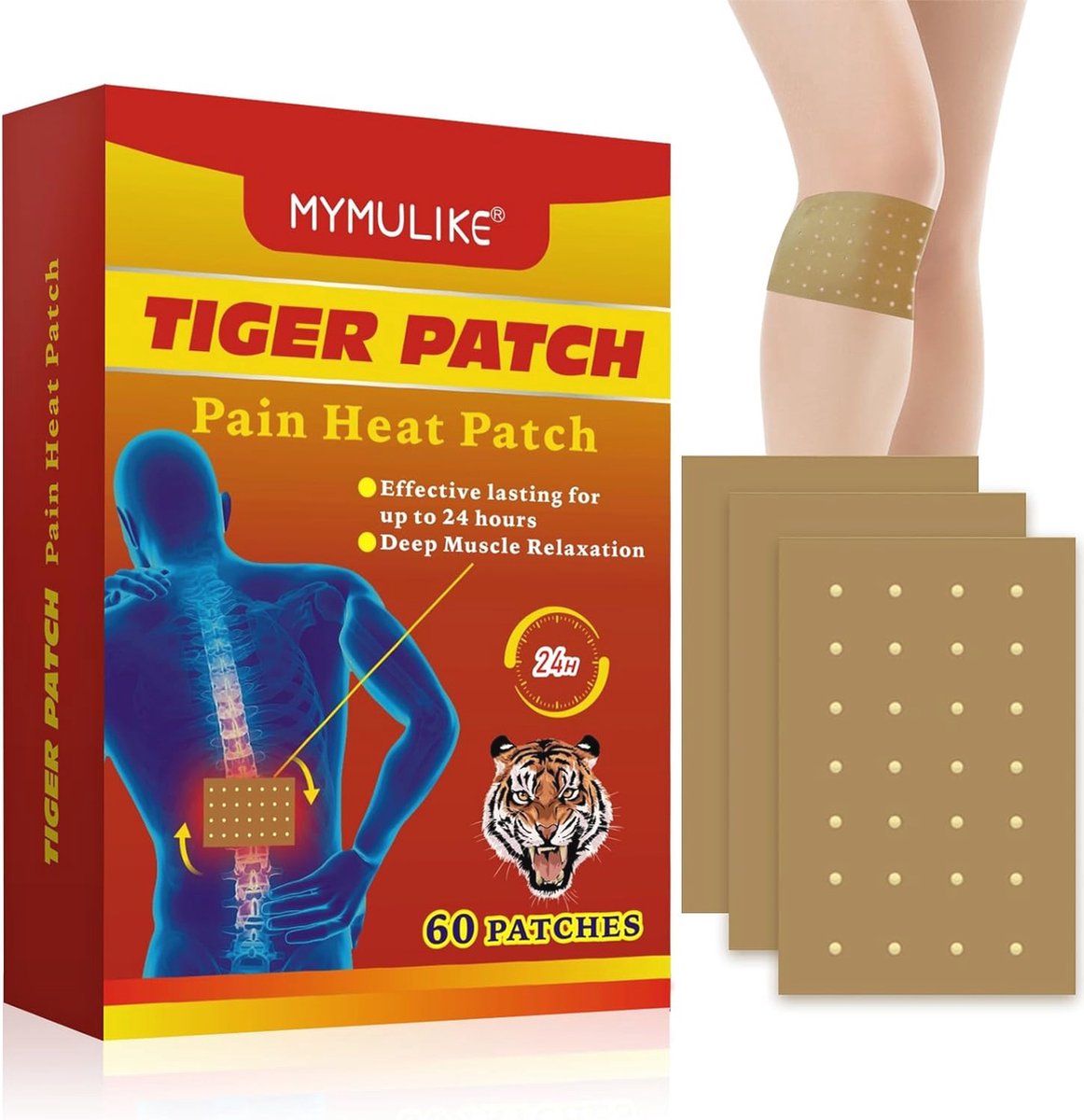 60 Stuks Pijnstillende Patches voor Nek, Schouder en Knie - Effectieve Pijnverlichting voor Lumbale Wervelkolom