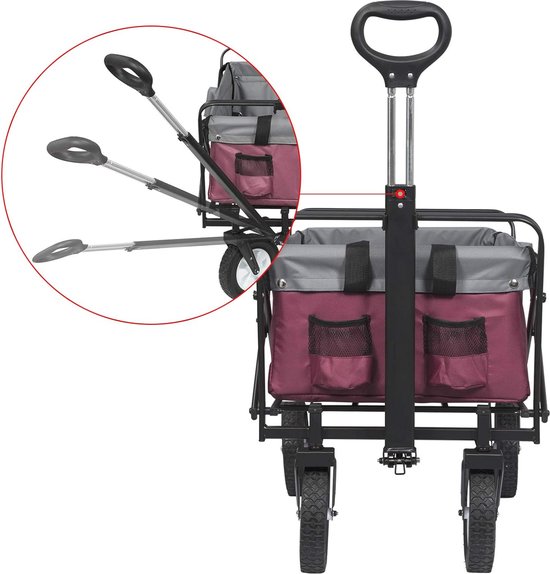 Opvouwbare Bolderkar - Inklapbare Handwagen met Telescoop en Netvakken voor Draagkracht tot 80 kg - Ideaal voor Strand, Boodschappen en Outdoor Activiteiten van LifeGoods — afbeelding 4