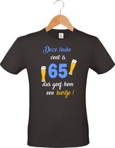 mypresent - T-shirt unisexe - noir - anniversaire - fête - cadeau - Ce gentil gars a 65 ans, alors donne-lui une bière - taille M