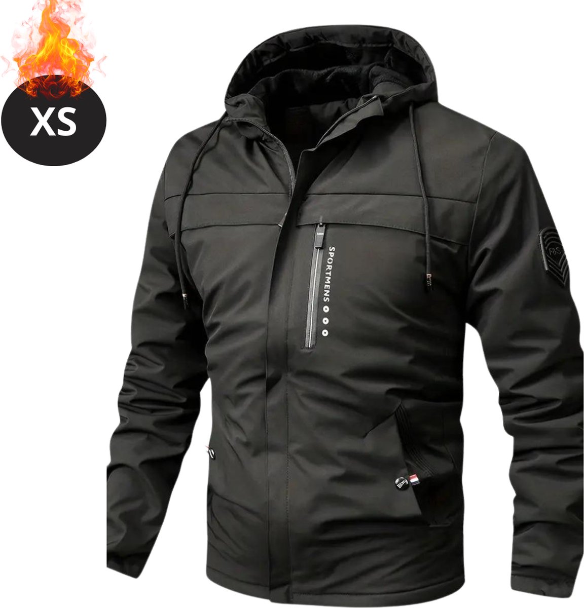 Livano Winterjas - Fleecejack Heren - Winter - Volwassen - Stijlvol - Met Capuchon - Zwart - XS