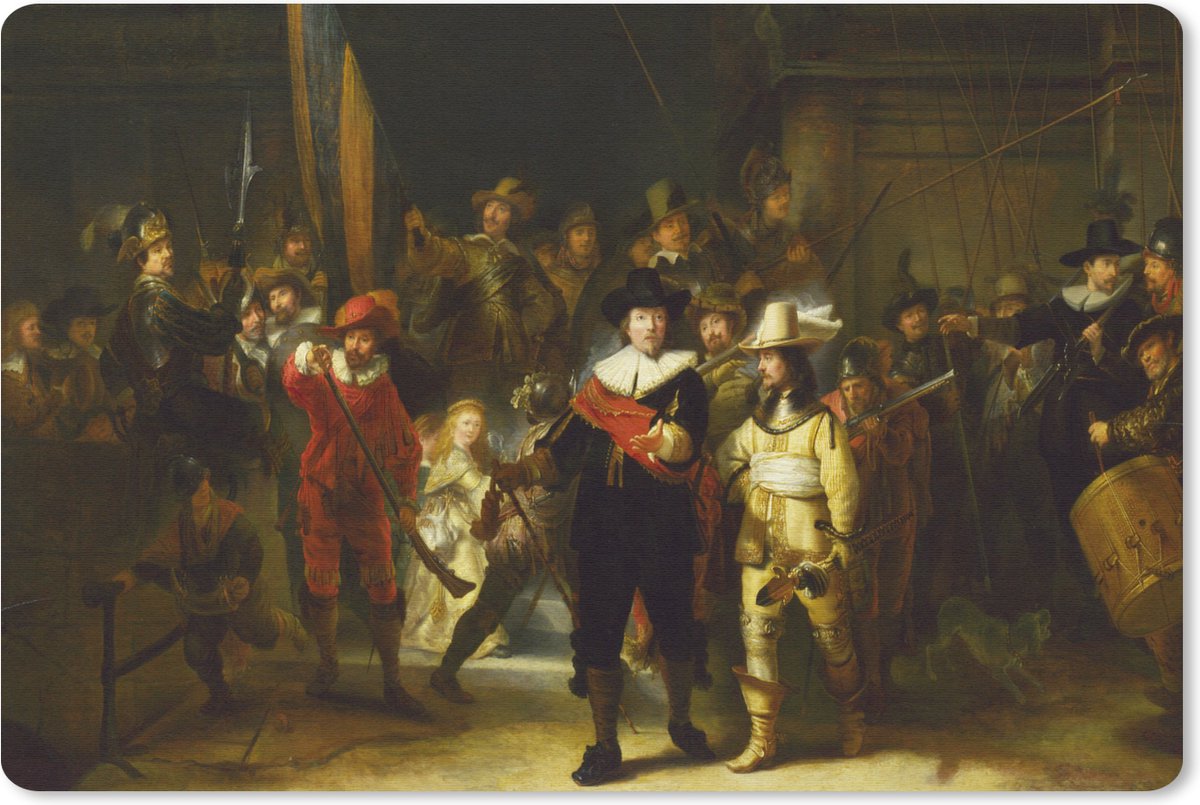 Muismat 27x18 cm - Mousepad De Nachtwacht - Rembrandt van Rijn - Muismatten