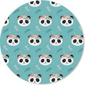 Muismat - Mousepad - Rond - Panda - Dieren - Bloemen - Design - 30x30 cm - Ronde muismat
