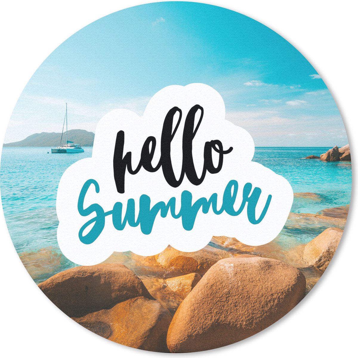 Muismat rond 30x30 cm - Mousepad Zomer - Quote - Boot - Ronde muismatten