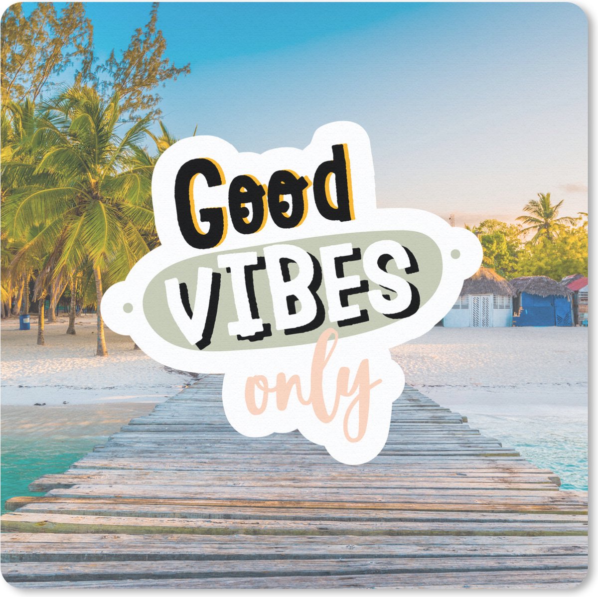 Muismat 20x20 cm - Mousepad Zomer - Quotes - Palmboom - Strand - Muismatten