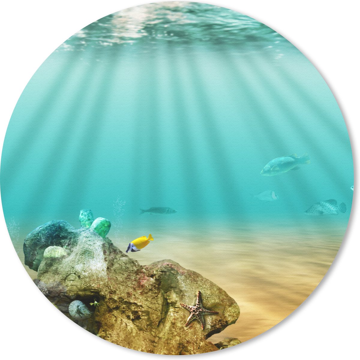 Muismat rond 50x50 cm - Mousepad Zee - Vissen - Water - Ronde muismatten