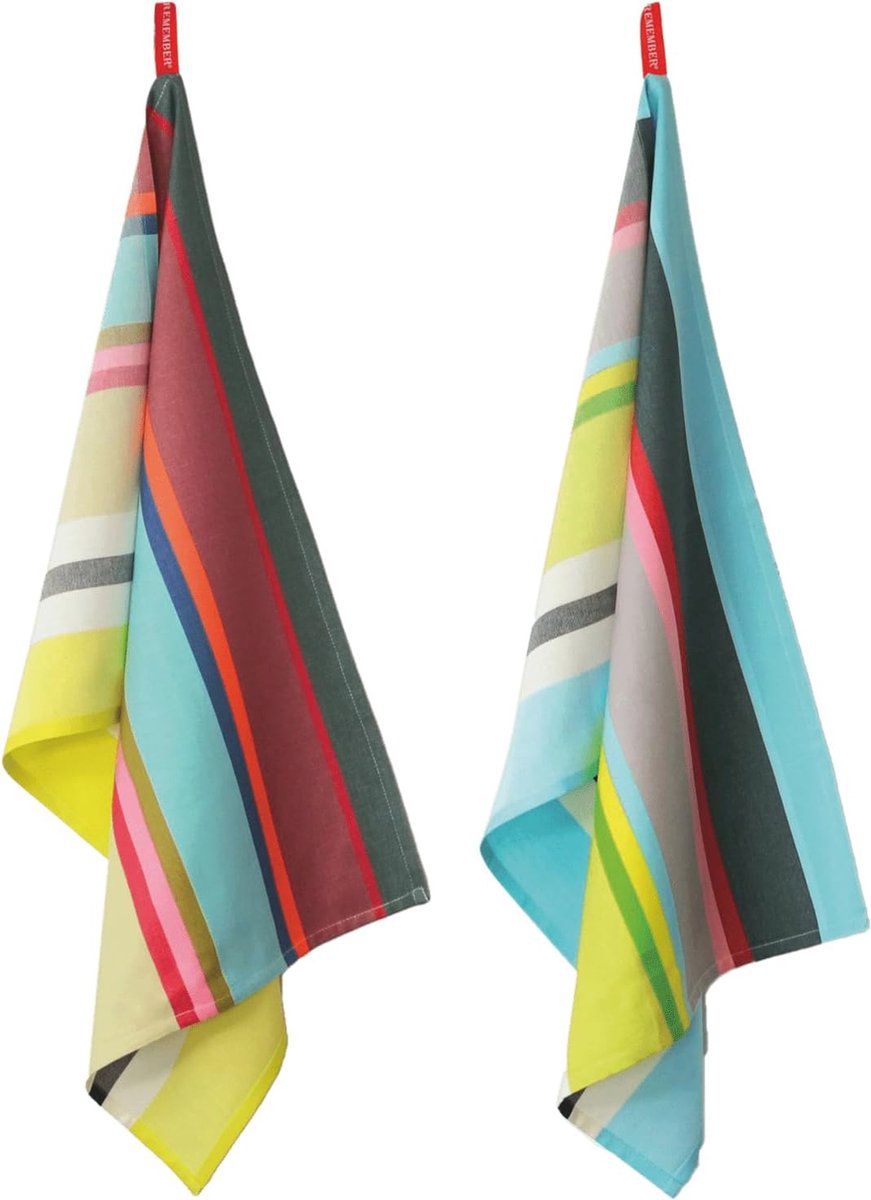 Set van 2 absorberende theedoeken - pluisvrije keukendoeken in kleurrijk design - 50x70 cm