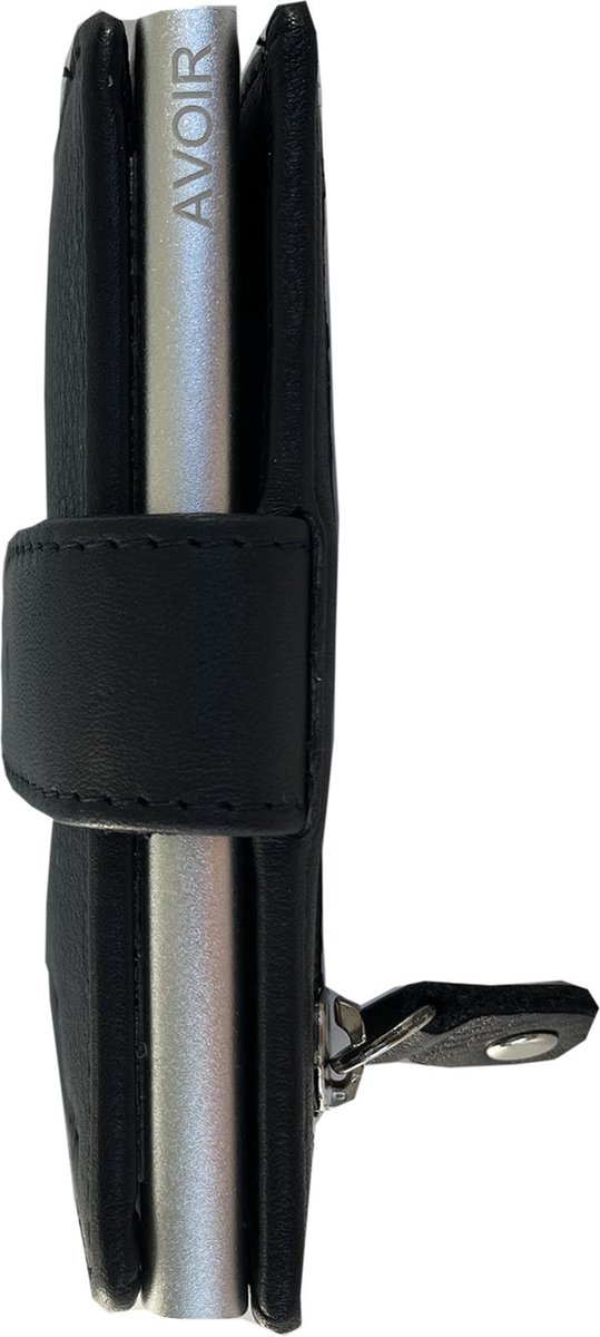 Zwart Premium Leer Pasjeshouder mannen-Pasjeshouder vrouwen- Pasjeshouders- Pasjeshouder uitschuifbaar-Muntvak-RFID-Portemonnee heren-10 pasjes-cadeau man- cadeau vrouw- gadgets mannen- Kerst cadeautjes voor hem en haar van Avoir — cadeau in Mode & Accessoires - foto 2