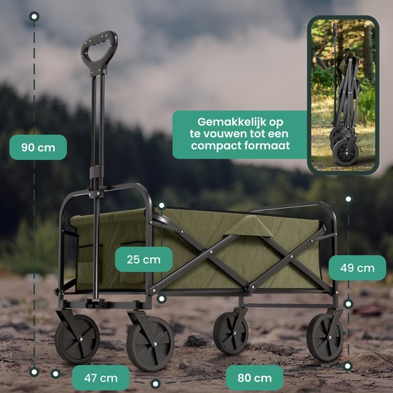 Avalo Bolderkar - Opvouwbaar - Tot 90KG - 80x47x49 CM - 80L - 360º Wielen - Groen van Avalo — afbeelding 5