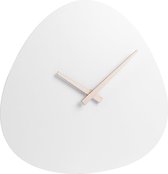 SensaHome Horloge Murale Lima - Klok Design Style Japandi - Forme Organique Moderne Aspect Béton - Ø30cm - Wit