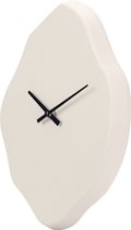 SensaHome Horloge Murale Osaka - Klok Minimaliste Style Japandi - Forme Asymétrique Organique - Aspect Béton - Ø30cm - Wit