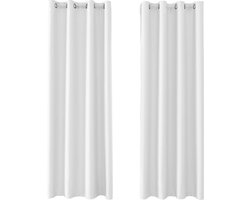Verduisterende Gordijnen Set van 2 - 140x175CM, Ondoorzichtige Thermische Gordijnen voor Slaapkamer, Waterdichte Ringen Gordijnen, Wit