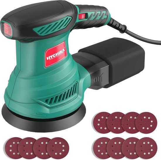 Roadtime Excentrische schuurmachine voor DeWalt 20V Accu (geen Accu inbegrepen), 125mm schuurmachine, 3 snelheden 7.000-11.000 U/min met stofopvangbak en 15 stuks schuurpapier, voor houtbewerking