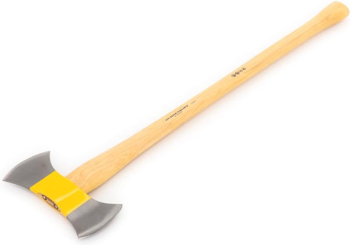 Dubbele ILTIS®-bijl met hickory-houten handvat - 900 mm lang - Gepolijste snijkant voor efficiënt gebruik
