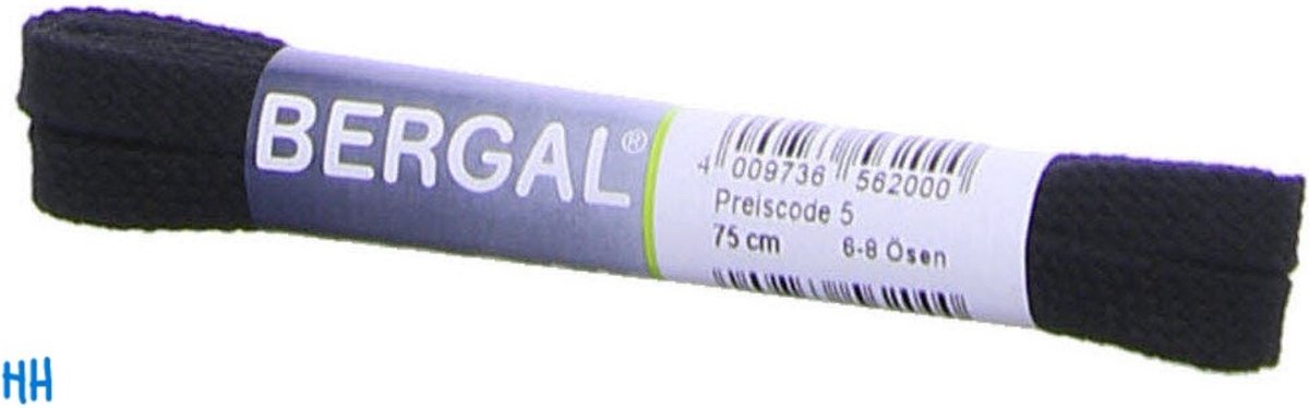 1 Paar (2 stuks) zwarte platte schoenveters van 75 cm lang en 8 mm breed - Bergal 8856 veters