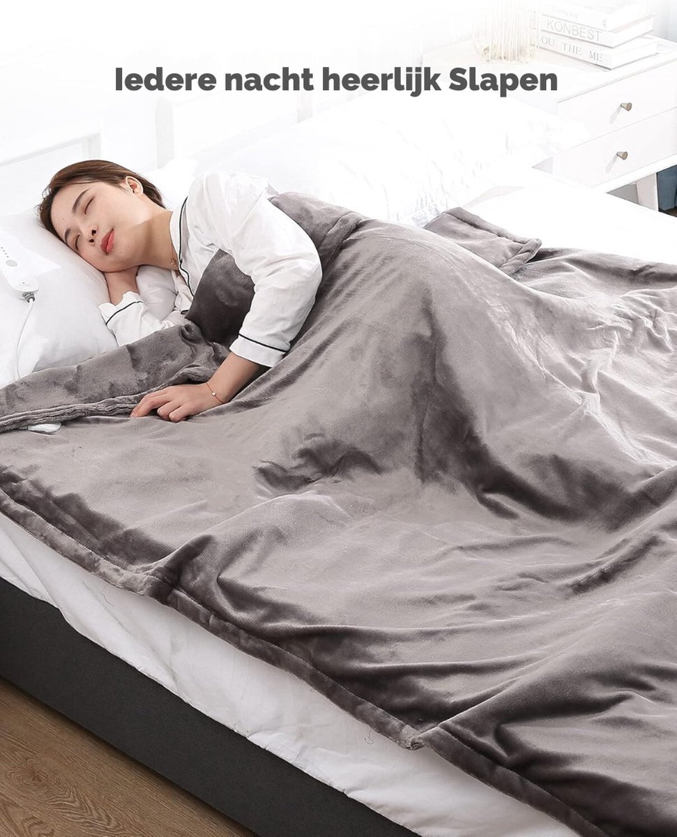 Luxe Warmtedeken – Verwarmde Deken – Elektrisch – Electric Blanket – Heating – Voor op de Bank – Draadloos – Fleece – USB – Stoel – Grijs — cadeau in Wonen & Interieur - foto 6