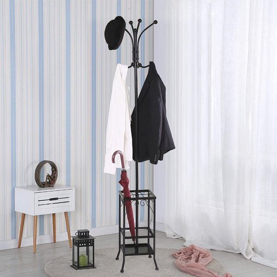 Vrijstaande kapstok met 9 haken en parasolstandaard - Modern kledingrek voor woonkamer, slaapkamer en kantoor van Wenko — afbeelding 5