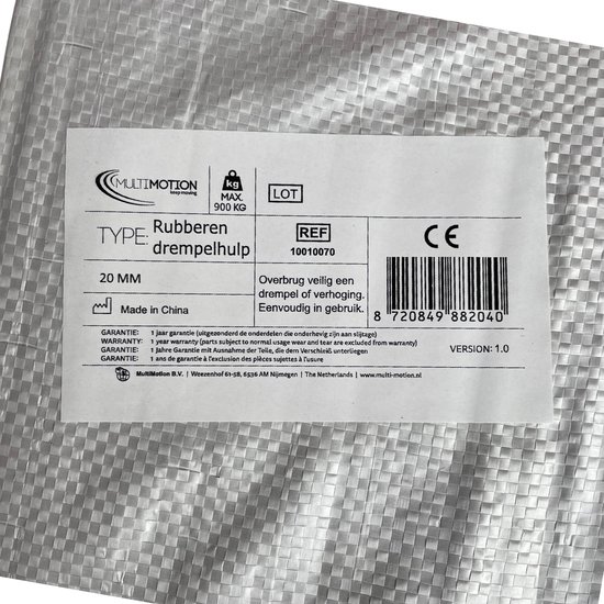 Rubberen drempelhulp 2 cm - 20 mm - Antislip - Oprijplaat Drempelhelling Drempelplaat Oprijhelling - 100 cm breed