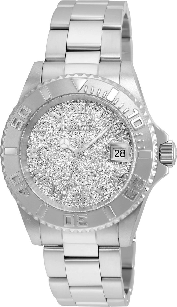Invicta Angel 22706 Dames Horloge - Waterdicht - Analoog - Quartz Uurwerk - Roestvrij Staal met zilveren Wijzerplaat - 40mm