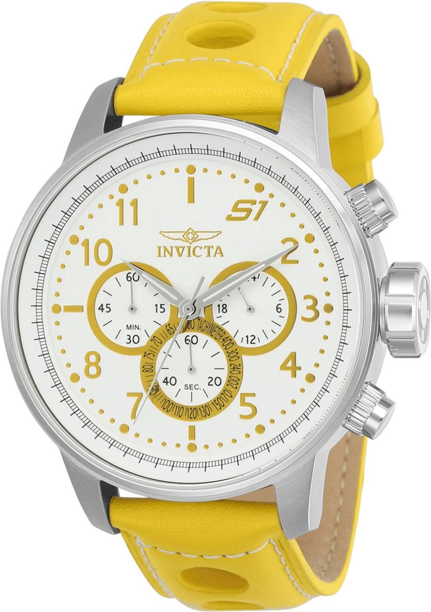 Invicta S1 Rally 24081 Heren Horloge - Waterdicht - Analoog - Quartz Uurwerk - Roestvrij Staal met witte Wijzerplaat -48mm