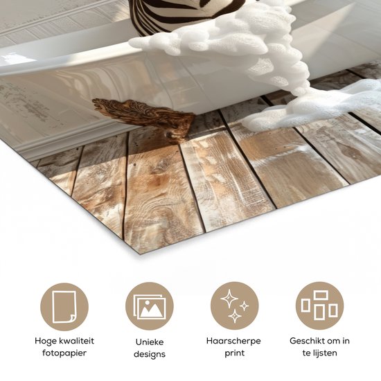 Affiche 60x80 cm - Vintage - Zebra - Animaux sauvages - Baignoire - Posters - Décoration murale salle de bain - Décoration murale murale WC - Accessoires décoratifs - Décoration murale Toilettes