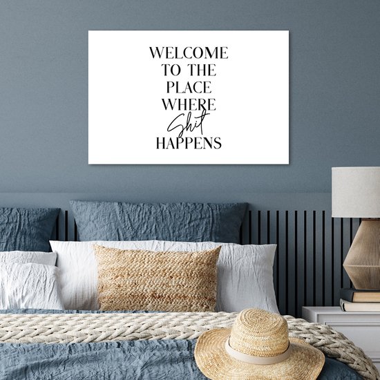 Affiche 60x40 cm - Citations - Bienvenue là où la merde arrive - Wit - Humour - Posters - Décoration murale murale salle de bain - Décoration murale murale WC - Accessoires décoratifs - Décoration murale Toilettes