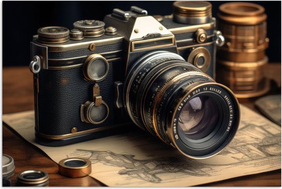 Affiche 180x120 cm - Vintage - Appareil photo - Papier - Ancien - Posters - Décoration chambre - Décoration murale salon - Décoration murale chambre XXL