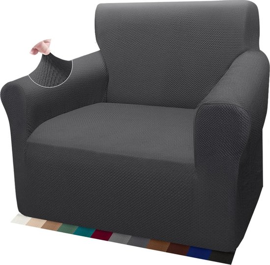 Dikke bankovertrek, stijlvol patroon, bankovertrek voor bank, stretch, elastische jacquard bankovertrek, met armleuning voor woonkamer, antislip (1-zits, grijs)