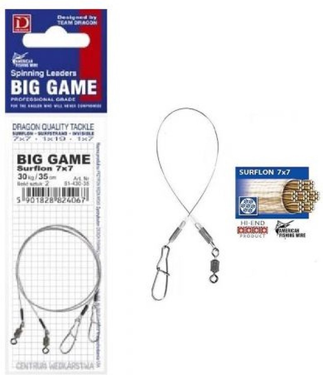 Dragon Big Game Surflon 7x7 (2 Stuks) Zilver 30kg / 15cm