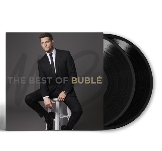Albumhoes The Best of Bublé met Michael Bublé en twee zwarte vinylplaten.
