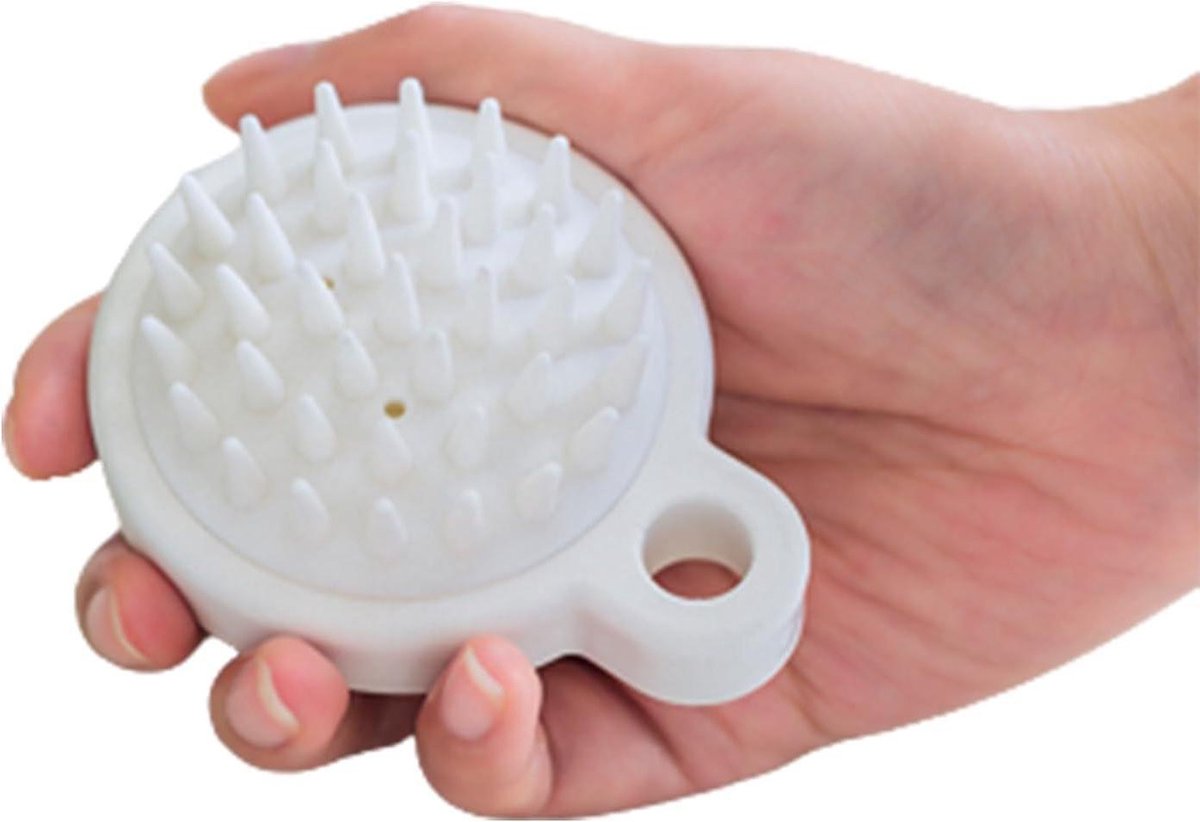 Hoofdhuidborstel siliconen massage nat droog neusdrogende kam rubberen verzorging wit-l