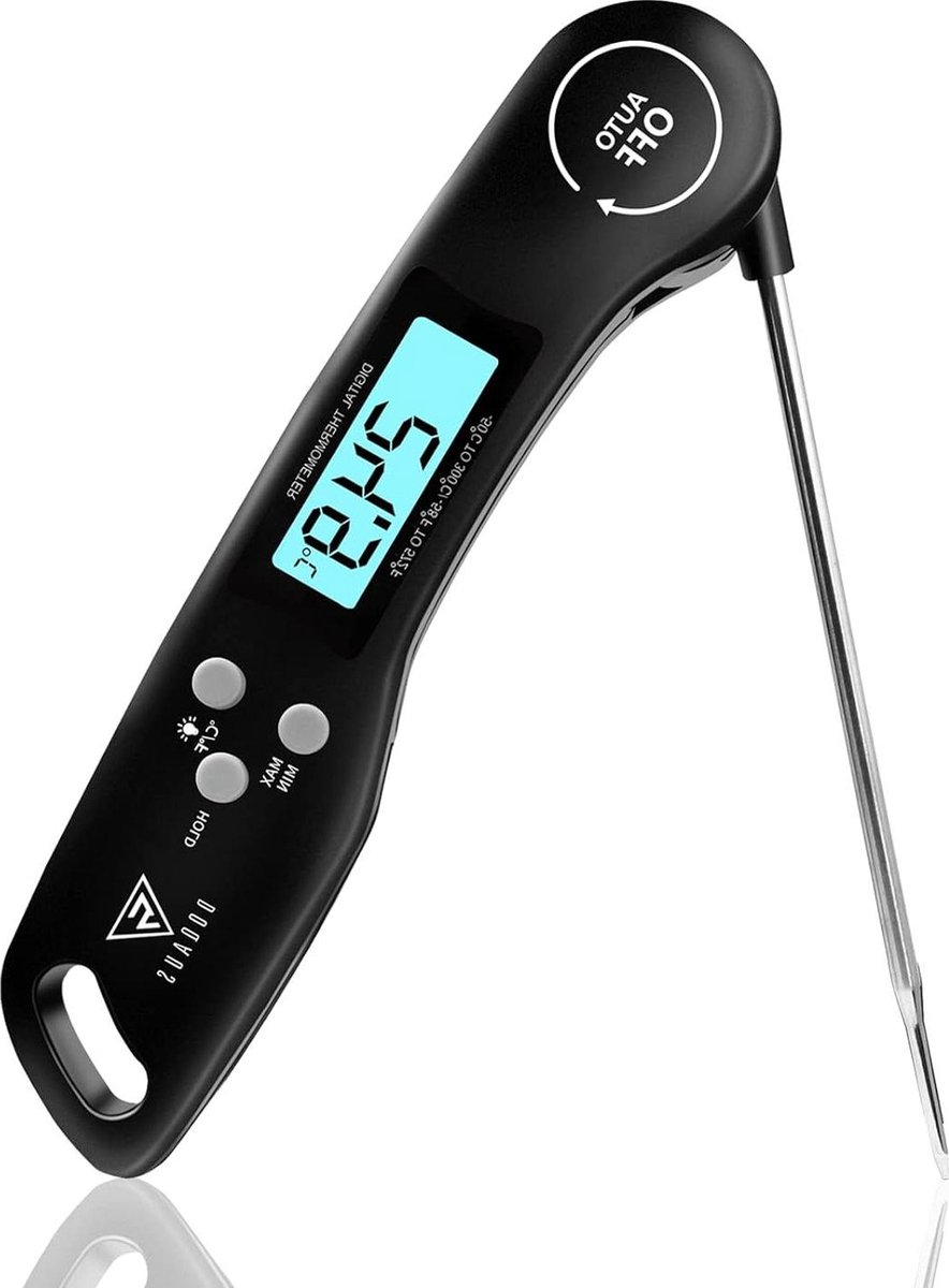 Vleesthermometer Keukenthermometer Digitale Instant-thermometer met Directe Uitlezing Opvouwbare Lange Sonde en LCD-scherm voor Keuken Grill BBQ