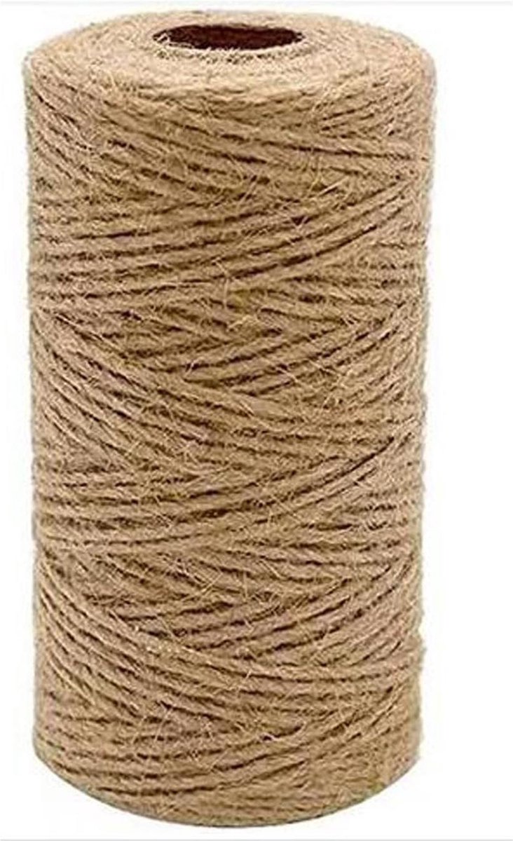3 mm natuurlijk sisal-henneptouw - 100 meter - dik touw voor kattenkrabpaal-boomtuin - zwaar belastbaar - ambachten-verpakkingsmateriaal