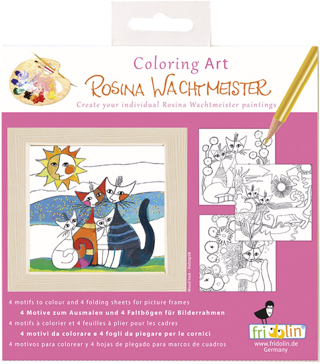 Fridolin kleurset kunst kleurplaten met lijst 15x15 cm Rosina Wachtmeister.