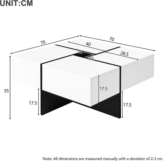 Salontafel Aron vierkant 80x80 - zwart - Gratis thuisbezorgd - De Woon Winkel