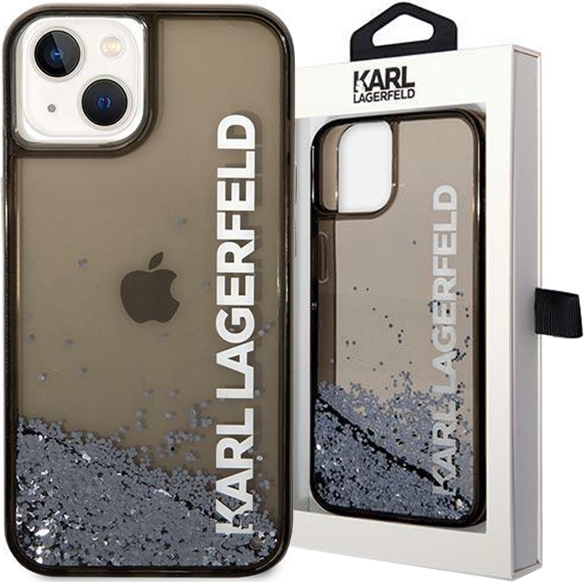 iPhone 14 Backcase hoesje - Karl Lagerfeld - Effen Zwart - Silicone