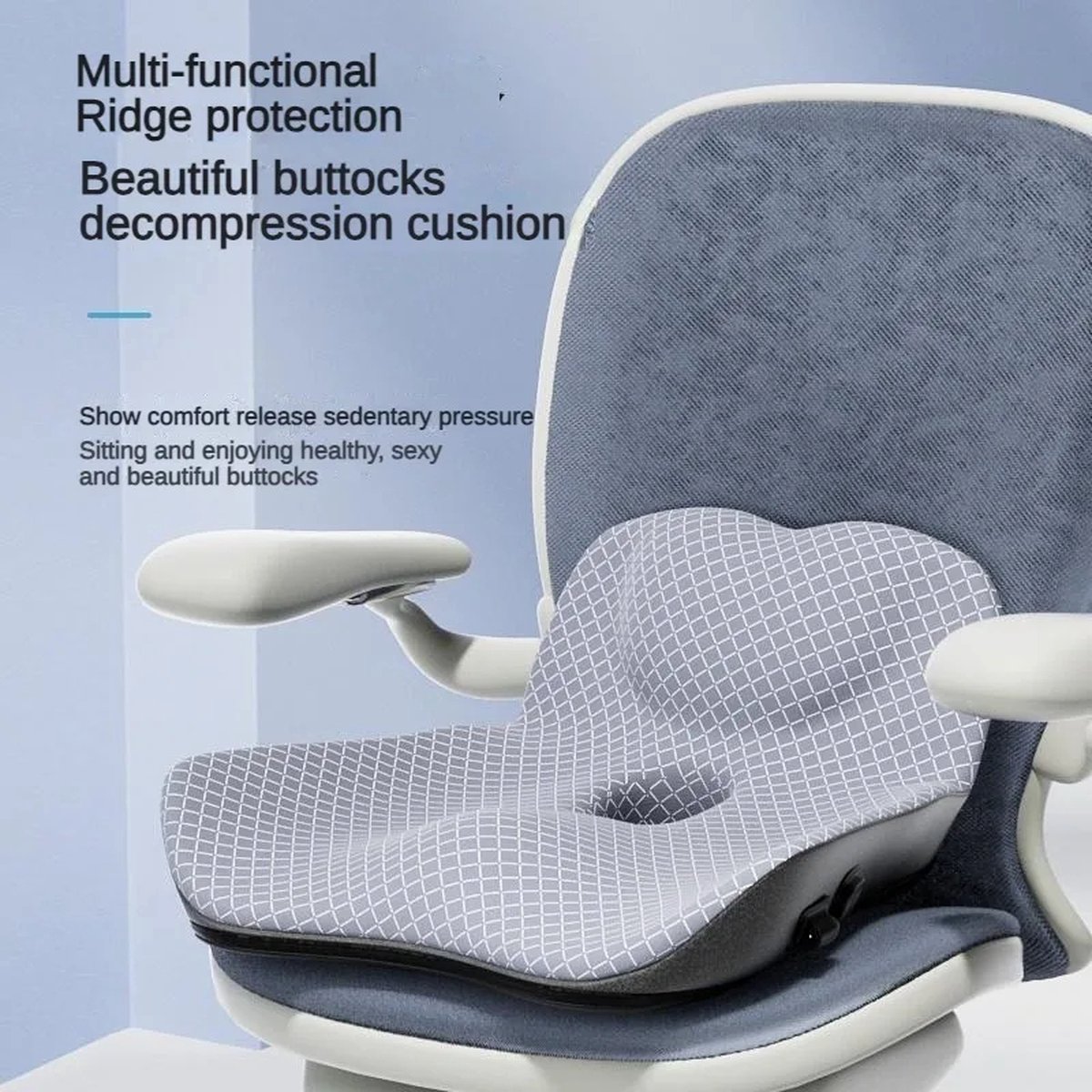 Orthopedisch Coccyx Memory Foam Stoelkussen - Zitkussen voor Pijnverlichting bij Stuitbeen, Aambeien en Rugpijn, Ideaal voor Kantoor en Auto, Groot 44x43x20CM, Ergonomisch Zitkussen