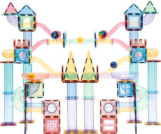 JUST23 Magnetic Tiles Knikkerbaan KBLG208 - Magnetische Speelgoed - Marble Run - 208 stuks - educatief & Constructie Speelgoed