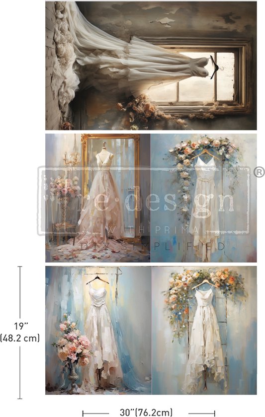 Redesign - PACK de papier de soie de découpage - Murmures de White - 3 feuilles 48,2 x 76,2 cm