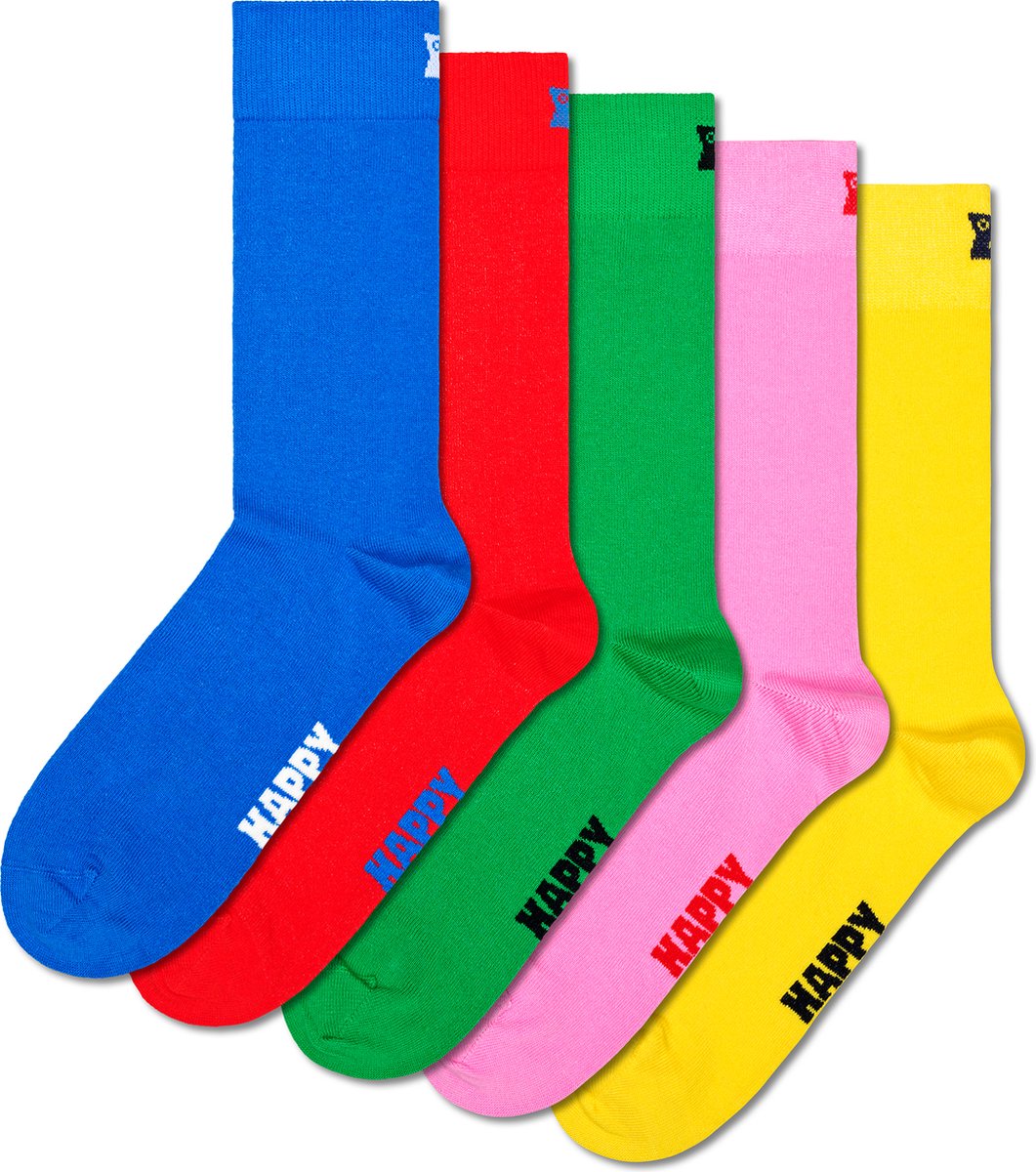 Happy Socks Effen Sokken Multi Colors 5-Pack - Maat 41-46