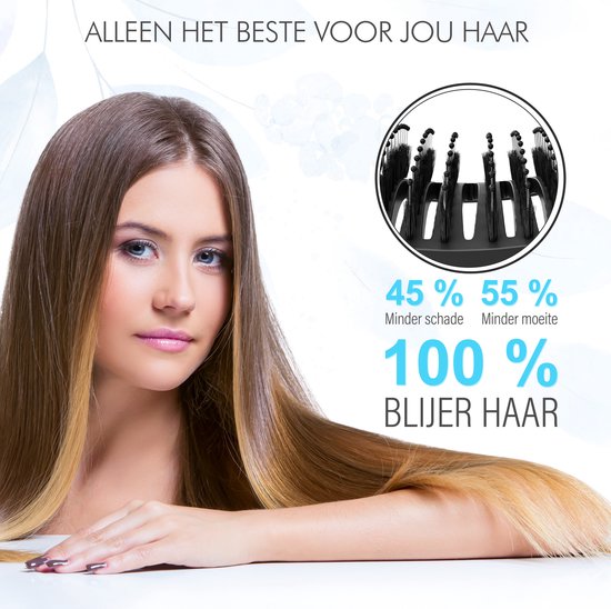 MOONIE'S® Brosse à cheveux anti-emmêlement - Brosse à cheveux - Courbe - Brosse à cheveux sèche-cheveux - Zwart