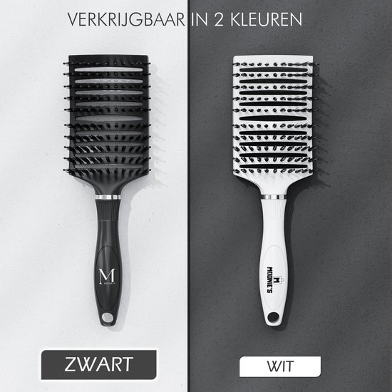 MOONIE'S® Brosse à cheveux anti-emmêlement - Brosse à cheveux - Courbe - Brosse à cheveux sèche-cheveux - Zwart