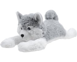 Pluche Husky - Hond Knuffel - Zacht Speelgoed - Kawaii - Bedknuffel - Siberian Husky Lori - Wit/Grijs 77 cm