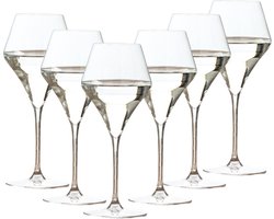 OTIX Wijnglazen - Witte Wijnglazen - Wit Wijnglas - 270ML - Set van 6 - Transparant - Kristal - TOPAZ