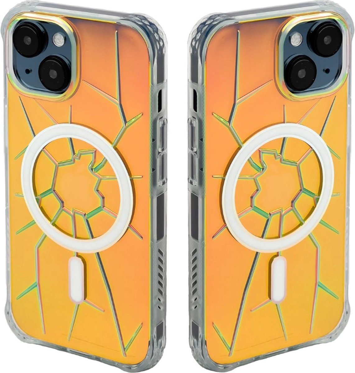 MagSafe - Kingxbar - PQY Crack Series siliconen hoesje voor iPhone - 15 - holografisch