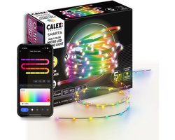 Calex Smart Micro LED Strip - 50 LEDs - Geschikt als Kerstverlichting - 5M - RGBIC - 16 Miljoen Kleuren - App Bedienbaar - Smart Lichtsnoer - Kerstverlichting