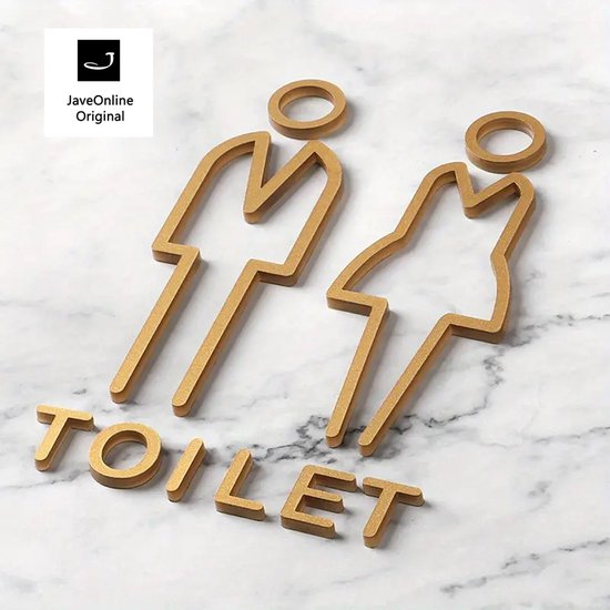 Deurbordje Toilet GOUD Kleur - WC bordjes - Man en Vrouw 3D ...