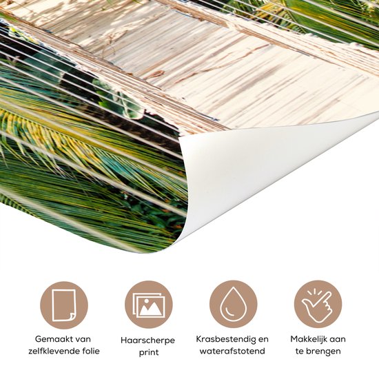 Deurposter 80x205 cm - Deursticker Jungle - Palmboom - Brug - Natuur - Planten - Meubelfolie zelfklevend - Deurfolie woonkamer - Interieurfolie fotobehang - Deur plakfolie - Deurstickers - Deurbehang sticker - Kamer decoratie