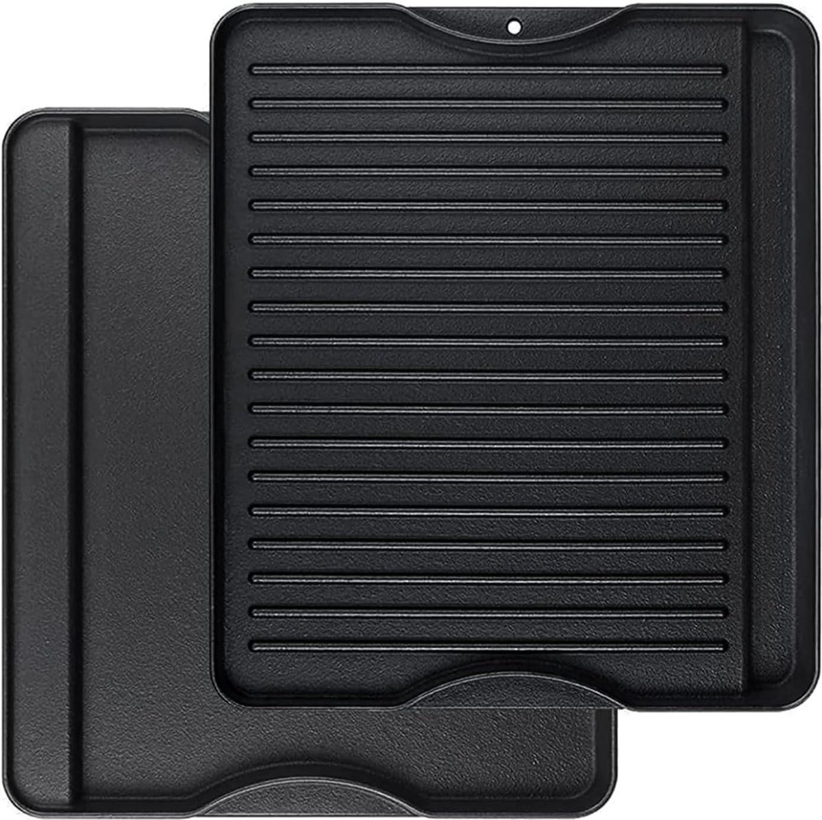 Dubbelzijdige omkeerbare gietijzeren bakplaat 34 x 40 cm Heavy Duty zwart rechthoekig voor Campchef kachels
