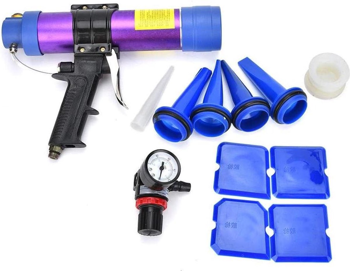 Verstelbaar breeuwpistool - 310ml pneumatisch - verstelbare druk - glas lijmpistool - kitpistool met instelklep